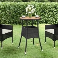 Tavolo Giardino 60x75 cm Massello Acacia e Polyrattan Nero 310602