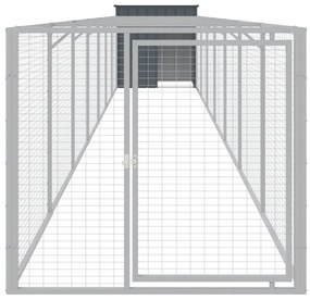 Casetta cani con corsa antracite 110x813x110 cm acciaio zincato
