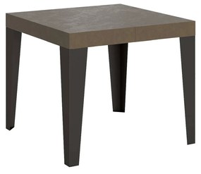 Tavolo allungabile Flame con telaio e gambe antracite, Tortora / 90x90/246 cm
