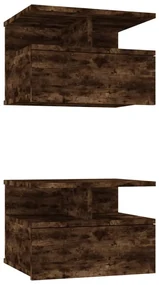Comodini pensili rovere fumo 2pz 40x31x27 cm legno multistrato