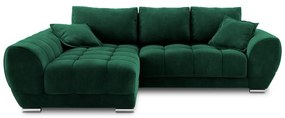 Divano letto angolare verde chiaro con rivestimento in velluto, angolo sinistro Nuage - Windsor &amp; Co Sofas