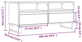 Mobile Porta TV Bianco 100x34,5x44,5 cm in Legno Multistrato