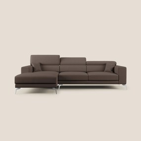 Blade Divano moderno angolare con poggiatesta reclinabili in Ecopelle T04 marrone