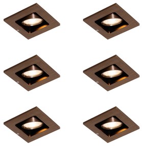 Set di 6 faretti da incasso moderni bronzo scuro orientabili - Qure