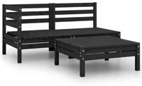 Set Divani da Giardino 3 pz in Legno Massello di Pino Nero 806601