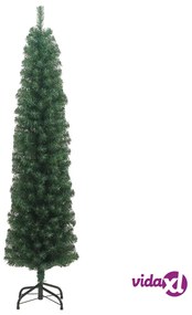 vidaXL Albero di Natale Artificiale Sottile con Base Verde 180 cm PVC