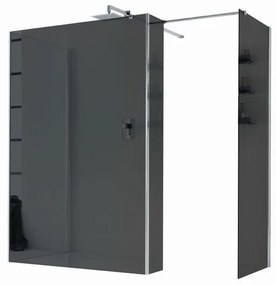 Box doccia walk-in Wens, vetro fumè 6 mm, H 200 cm, profilo cromo
