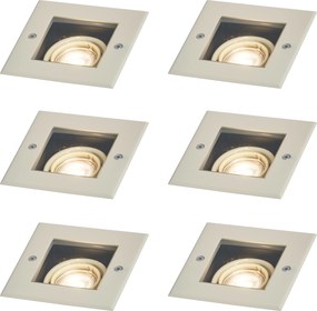 Set di 6 faretti da incasso moderni beige GU10 50mm orientabili IP65 - Oneon