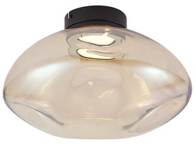 Plafoniera di design nera con vetro ambrato - Gemma