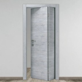 Porta pieghevole a libro asimmetrica Beton grigio L 70 x H 210 cm destra