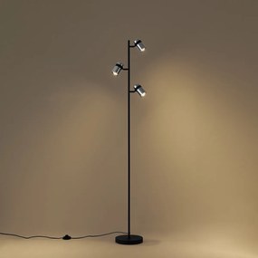 Lampada da terra moderna nera con vetro fumé 3 luci - Gianni