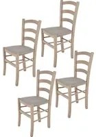 Set 4 Sedie Venice Tommychairs,struttura in faggio verniciata anilina grigio chiaro e seduta in tessuto camoscio