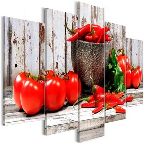 Quadro  Red Vegetables (5 Parts) Wood Wide  Colore Rosso, Dimensioni e Misure 100x50