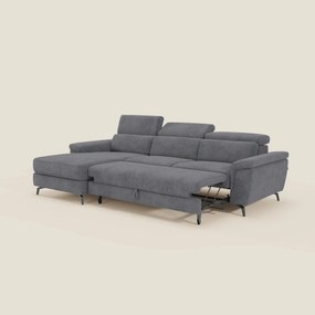 Estro Divano estraibile con chaise-longue e poggiatesta reclinabili in tessuto impermeabile T14 grigio