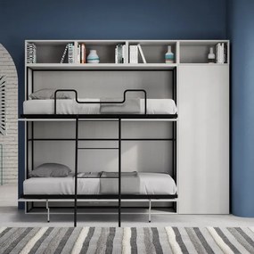 Letto a castello NABOR a scomparsa Bianco Frassino Composizione I