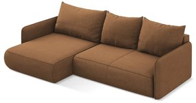 Divano angolare arancione allungabile/con contenitore (con penisola a sinistra) Nanea – Makamii