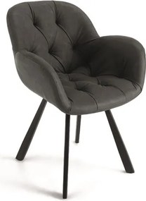 Sedia da soggiorno in ecopelle Antracite gambe metallo CELIA Set 2 pz