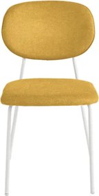 Sedia da pranzo in tessuto Giallo gambe metallo Bianco - ELLIS 2 sedie