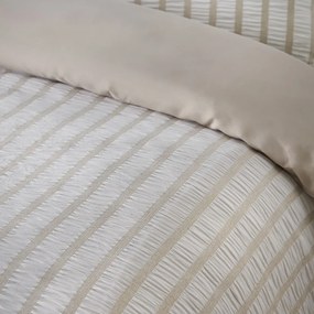 Set copripiumino e federa beige per letto matrimoniale 3 pezzi 200x200 cm So Soft Seersucker Stripe – Catherine Lansfield