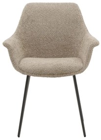 Set di sedie MIRASIERRA in tessuto beige effetto bouclé e gambe in metallo nero, con braccioli