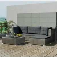 Set Divani da Giardino 5 pz con Cuscini in Polyrattan Grigio 42835