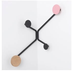 Appendiabiti da parete angolare nero con dettaglio rosa Hook - Gazzda