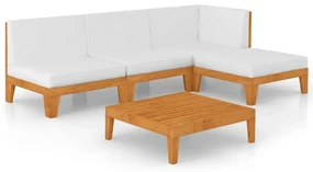 Set divani da giardino 5 pz con cuscini in massello di acacia