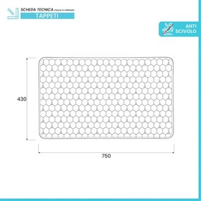 Tappeto bagno antiscivolo bianco 75x43 cm Maya