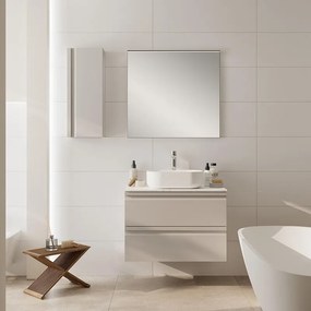 Mobile da bagno sospeso Pull con top gres calacatta L80 H56 P46,5 cm taupe