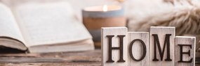 Stampa su tela – Lettere di legno con scritta Home