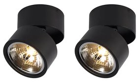Set di 2 faretti moderni neri rotondi orientabili - Go Nine