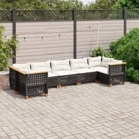 Set Divani da Giardino con Cuscini 7pz Nero Polyrattan 3261974