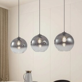 Lucande lampada a sospensione Brillar, grigio fumo, vetro, a 3 luci, 128 cm
