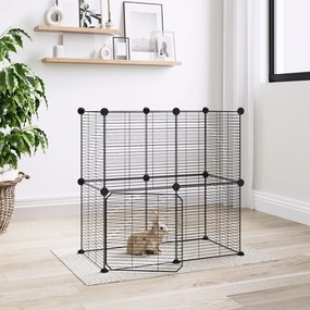 Gabbia per animali 12 pannelli con porta nero 35x35 cm acciaio