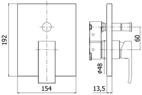 Paffoni Level Lesbox015 Parte Esterna Miscelatore doccia Incasso con Deviatore Senza Parte Incasso Cromo