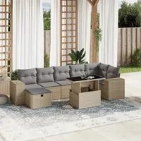 Set Divano da Giardino 8 pz con Cuscini Beige in Polyrattan 3275309