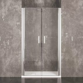 Box Doccia Saloon Nicchia Trasparente 6 Mm Altezza 195 Cm Porta Bagno Ante Apertura Doppia Battente Cristallo Temperato Struttura Alluminio Anodizzato Maniglie Acciaio Cromato Cracovia (110 x 195 Cm)