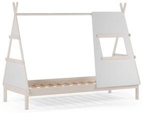 Letto da bambini a forma di casa color crema in pino massiccio con rete inclusa 90x200 cm Enola – Marckeric
