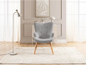 Poltrona con poggiapiedi grigia con rivestimento in velluto a coste Niko – Ropez