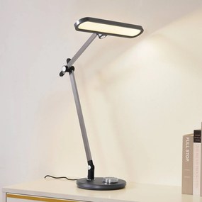Lampada da scrivania Elvir Lindby, dimmerabile, Alluminio / Grigio / Zincato, Soggiorno / Sala da pranzo, Alluminio, Moderno, Lampada da tavolo LED