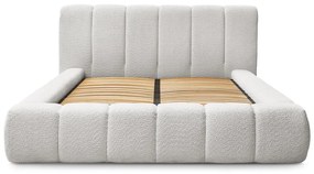 Letto matrimoniale imbottito in grigio chiaro con contenitore con rete inclusa 180x200 cm Denali – Bobochic Paris