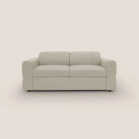 Kronos Divano con pouf estraibile poggiapiedi e poggiatesta reclinabili in morbida microfibra impermeabile T11 panna