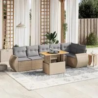 Set Divani da Giardino 7 pz con Cuscini Beige in Polyrattan 3272207