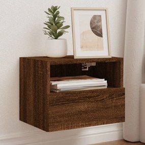 Mobile Tv A Parete Rovere Marrone 40x30x30 Cm Legno Multistrato /