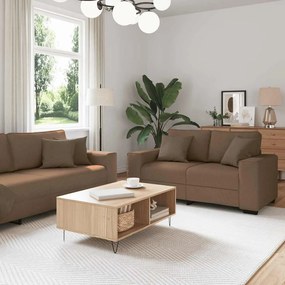 Set Di Divani 2 Pz Con Cuscini Marrone İn Tessuto /