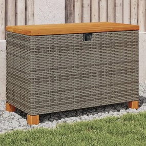 Contenitore giardino grigio 80x40x48 cm polyrattan legno acacia