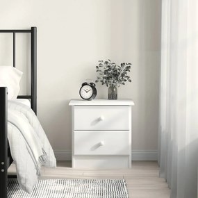 Comodino Alta Bianco 41x35x41 Cm İn Legno Massello Di Pino /