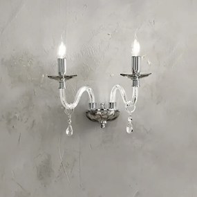 Lampada applique in cristallo 35 cm LIVIA Fumč a 2 luci