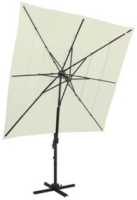 Ombrellone A Sbalzo 4 Livelli Palo Alluminio 250x250 Cm Sabbia /