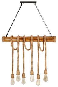Lampadario con catena VINT 6xE27/40W/230V in bambù